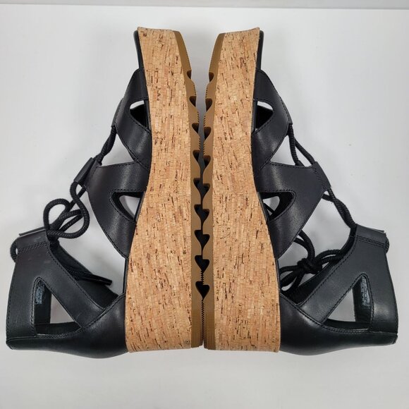 Sorel Women's Black Flatform Lace Sandals NL4625-010 US Size 10.5 - Picture 6 of 8